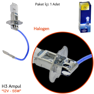 TAS Süperlight 12V H3 Ampul Halogen 55W SL3302 (10 lu)