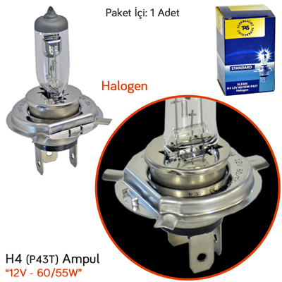 TAS Süperlight 12V H4 Ampul Halogen P43T 60/55W SL3305 (10 lu)
