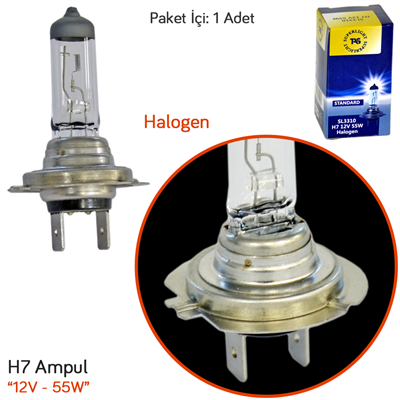 TAS Süperlight 12V H7 Ampul Halogen 55W SL3310 (10 lu)