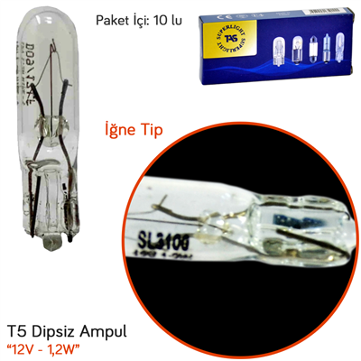 TAS Süperlight 12V T5 Ampul Küçük Dipsiz 1,2W SL3100 (10 lu)