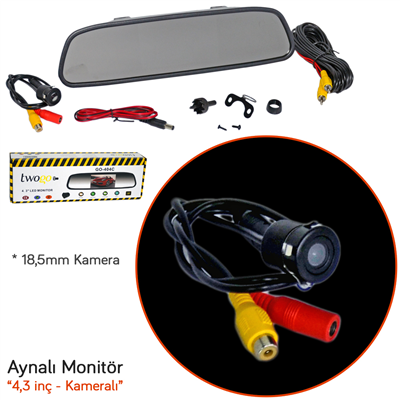 Twogo GO-404C İç İlave Aynalı 4,3 inç Monitör Kameralı 18,5mm