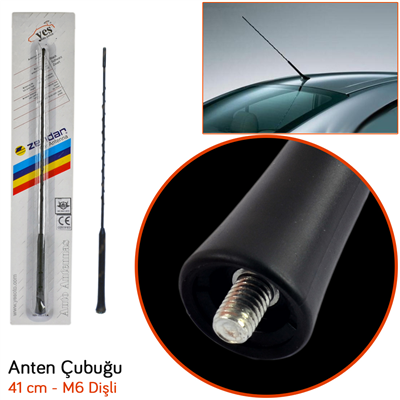 Zendar Y-286V Anten Çubuğu VW 41 cm (M6 Dişli) Siyah BR0025086