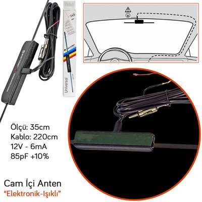Zendar Y-400 Cam İçi Anten Işıklı BR0035001