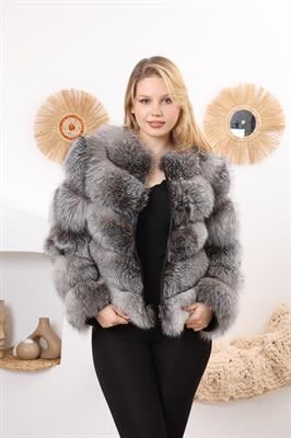 LUX NATURAL FROST Tilki Ceket / Kadınlar için tüm deriden yapılmış kırpılmış ceket, lüks kürk ceket - Gerçek kürk ceket