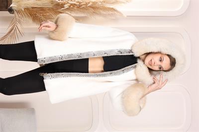 White Python Snakeskin and Fox Fur with Alcantara Coat - Real Fox Fur Jacket - 100% original natural Python and Fox Skin - Luxury Jacket