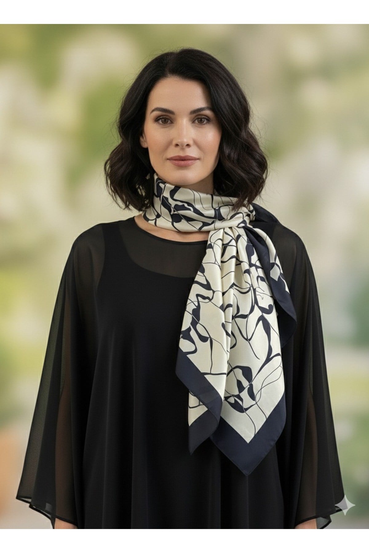 Desenli Fular Mermer Estacraft Şal Bandana 70x70cm