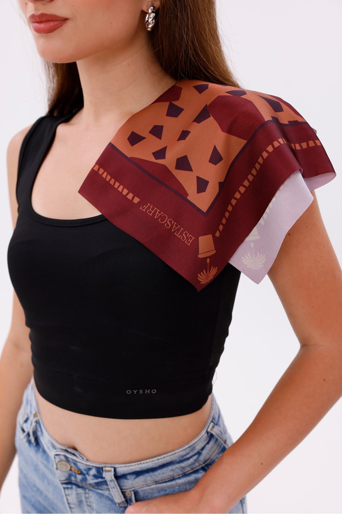 Koyu Bordo Terrazzo - Madrid Model Fular Estascarf