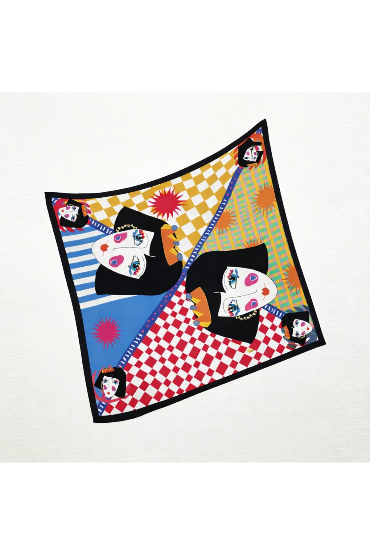 Tarzını Seç Siyah Queen Fular / Bandana / Aksesuar 48x48 cm