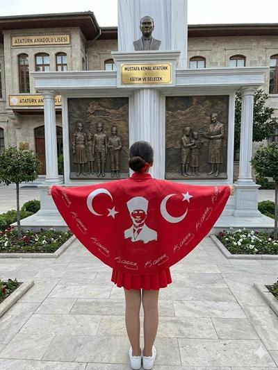 Tarzını Seç Ayyıldız Atatürk Silüet Türk Bayraklı Pelerin Gösteri Kostümü 145x73cm