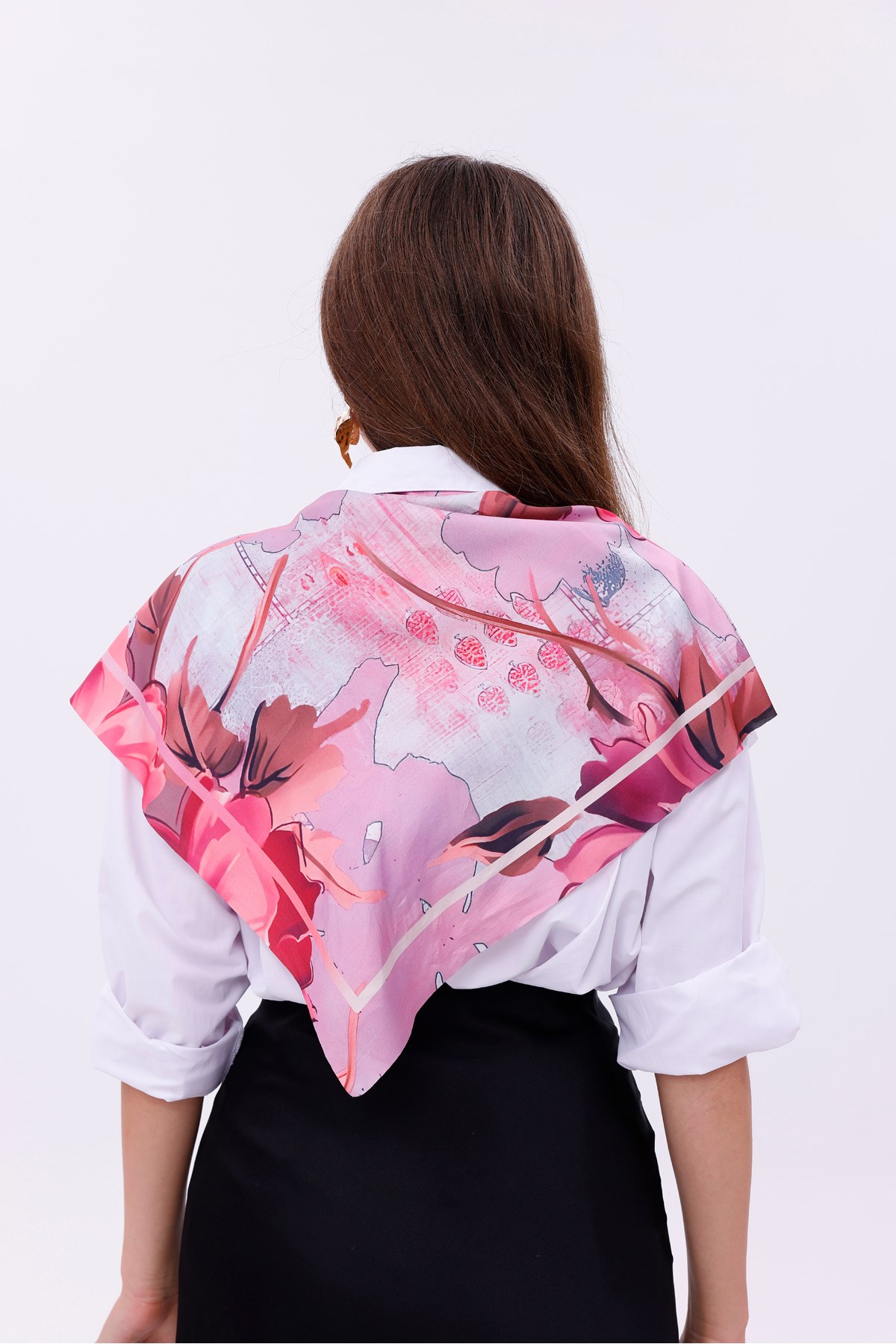 Aşk Çiçeği Model Fular Bandana Şal Estascarf 70x70 Cm