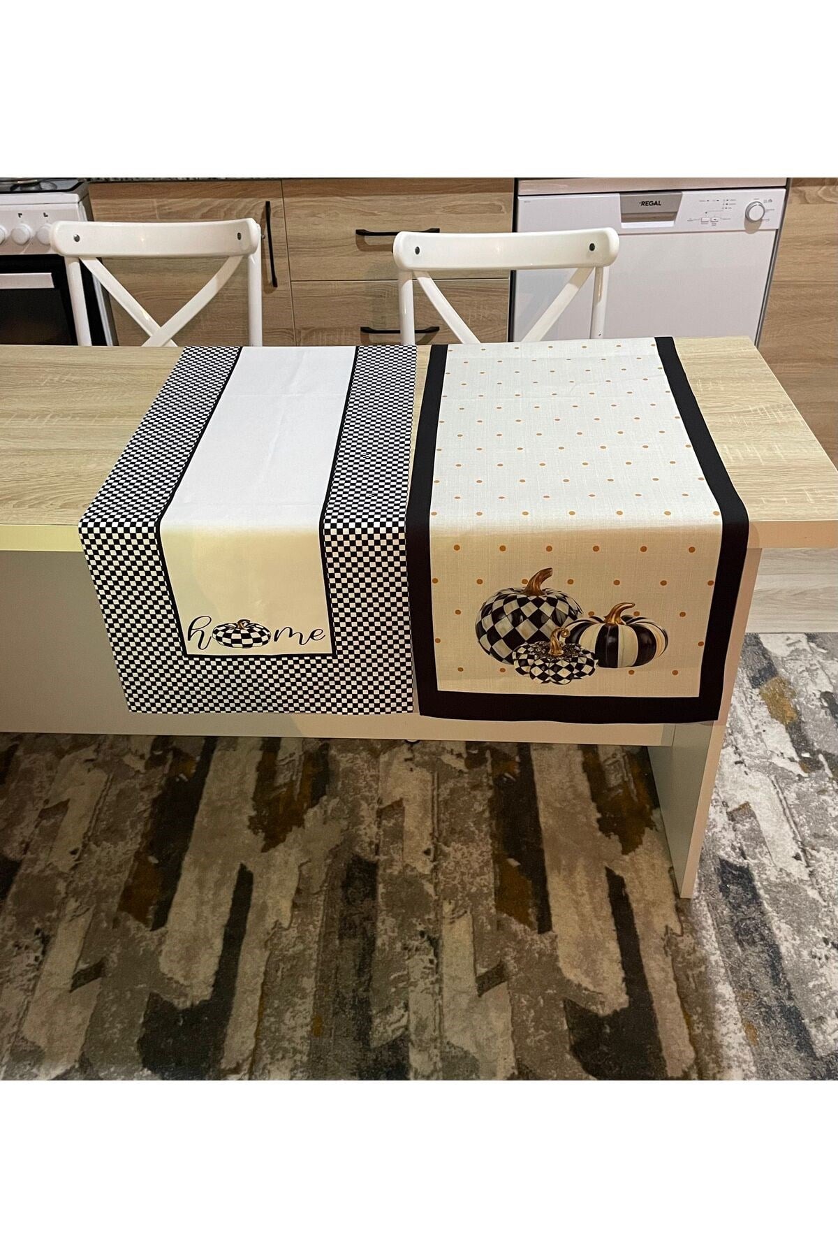 Balkabağı Desen Runner Ve Home Desen Runner 40 X 140 Ikili Paket