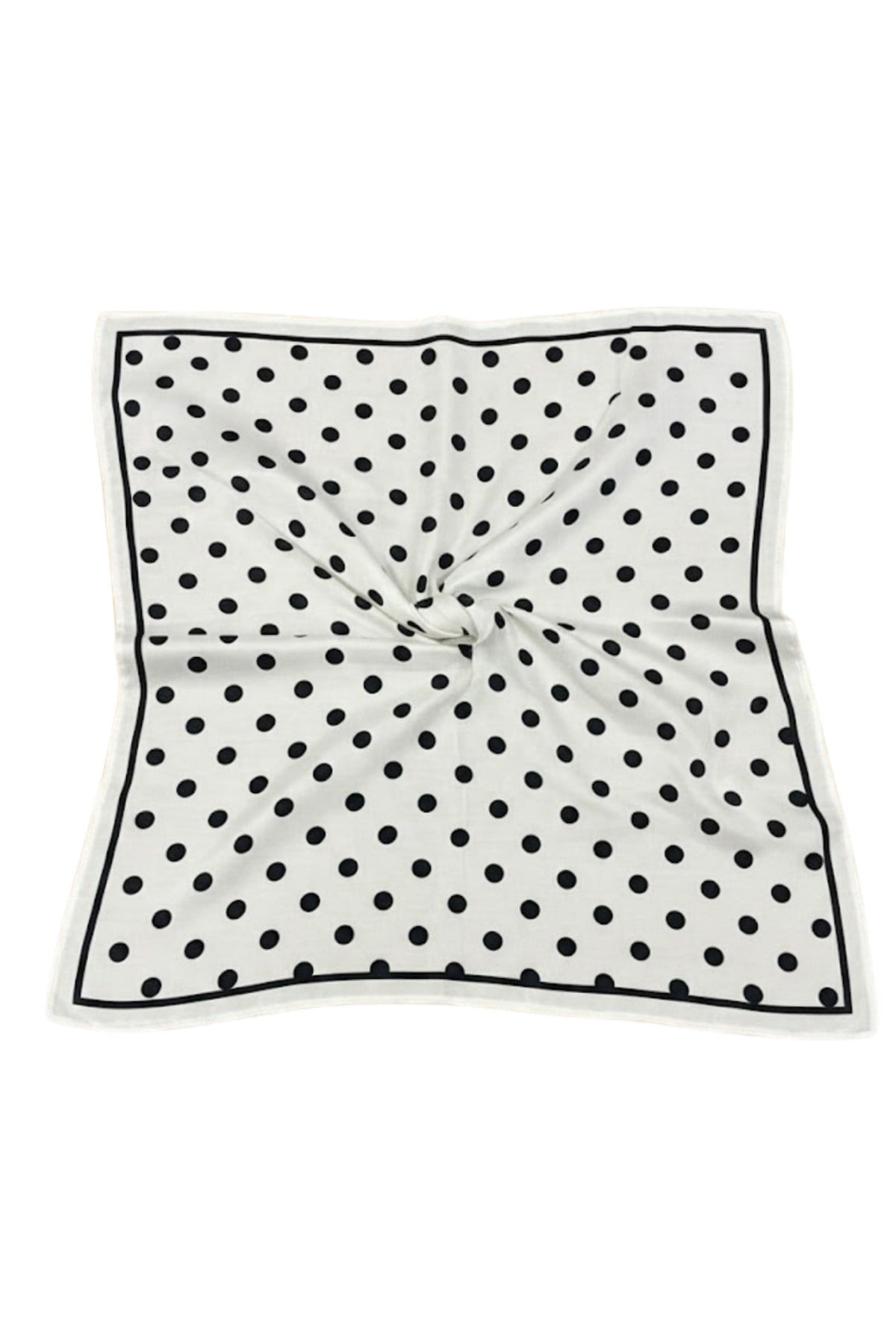 Beyaz Puantiyeli Fular Bandana Estascarf 48x48 Cm