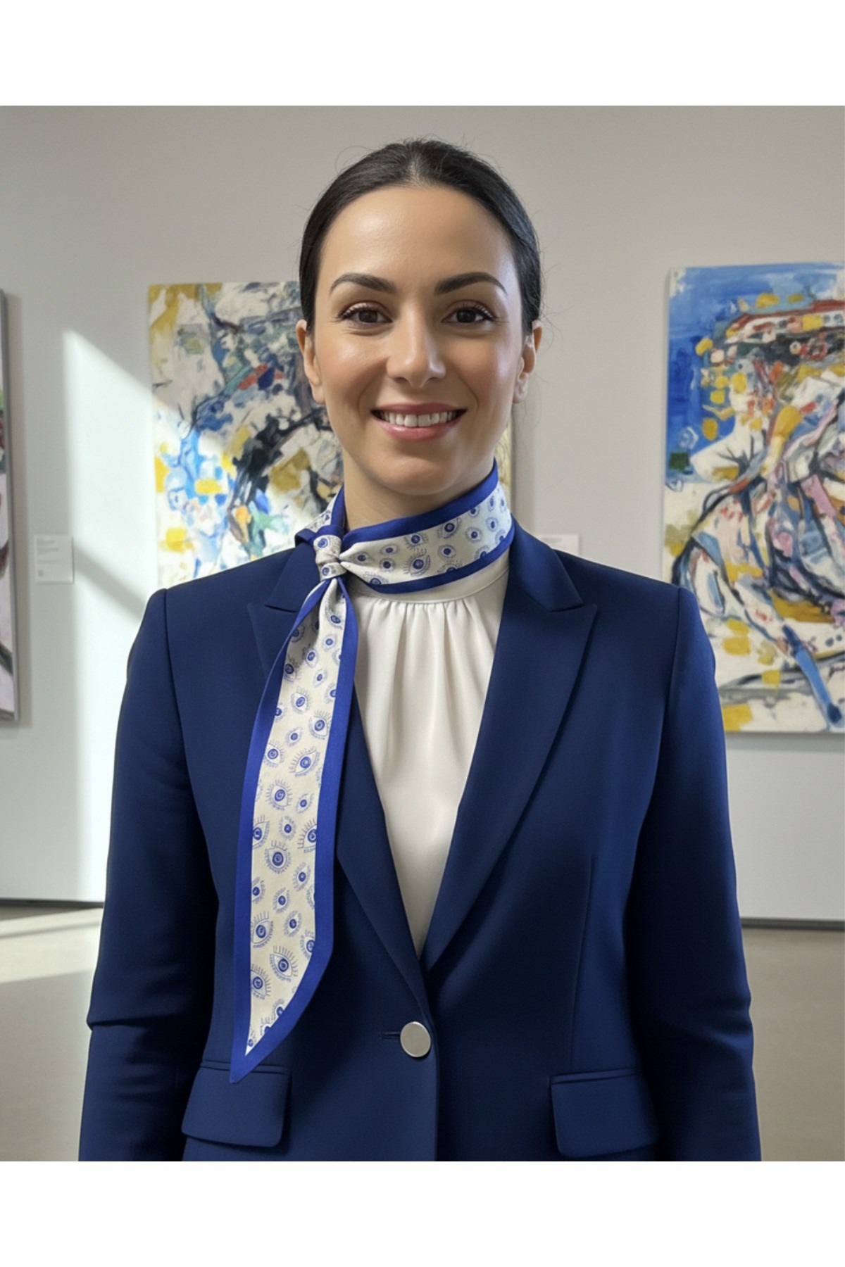 Gece Gözü Şeritli Fular Bandana Estascarf 7,5x100cm