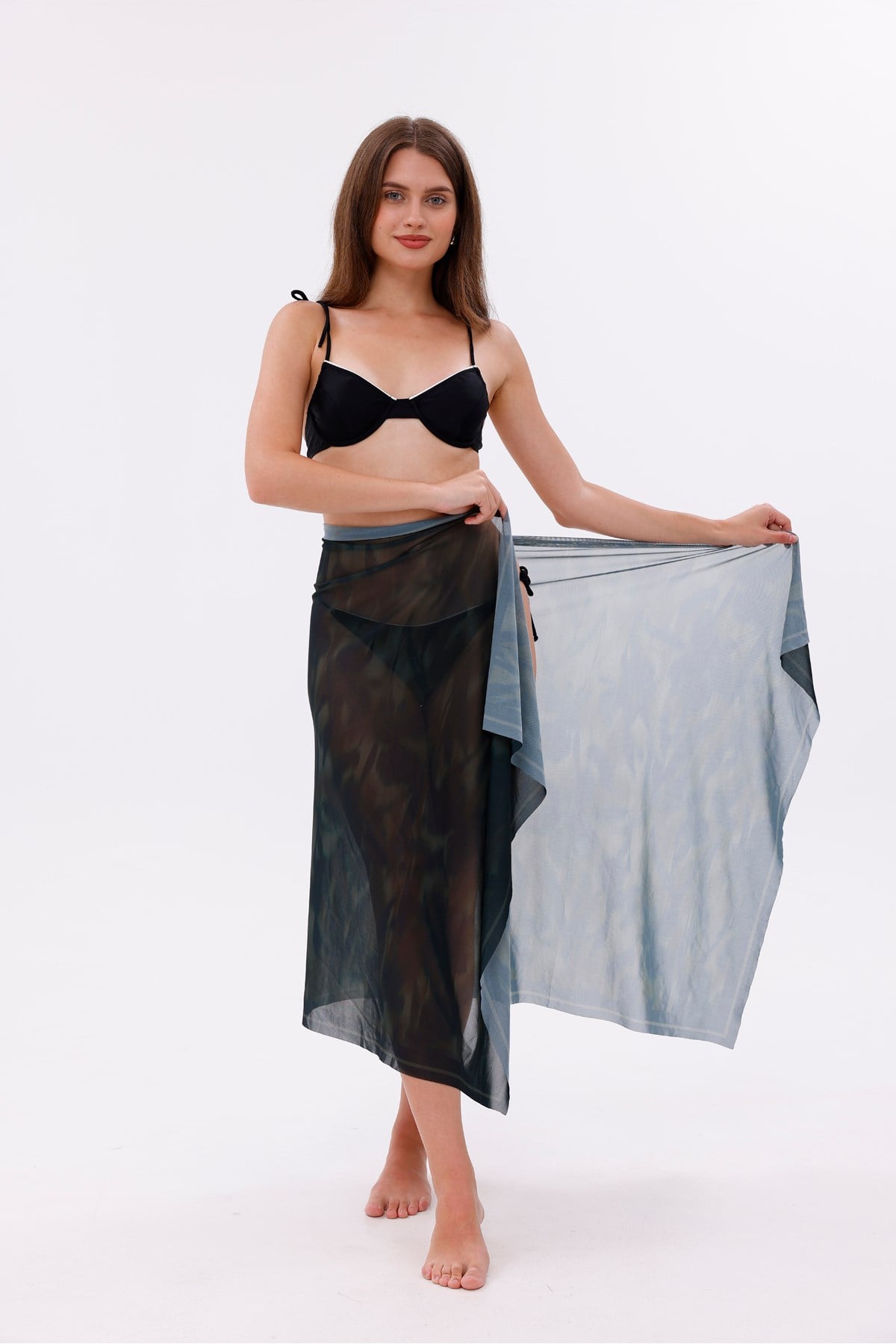 İç Gösterir Transparan Pareo - Gölgeli Zarafet Model 150x95 Cm