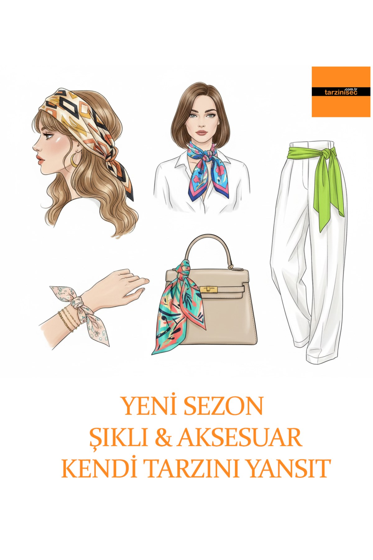 Kahve Zerafeti Fular Bandana Estascarf 100 x 9 cm