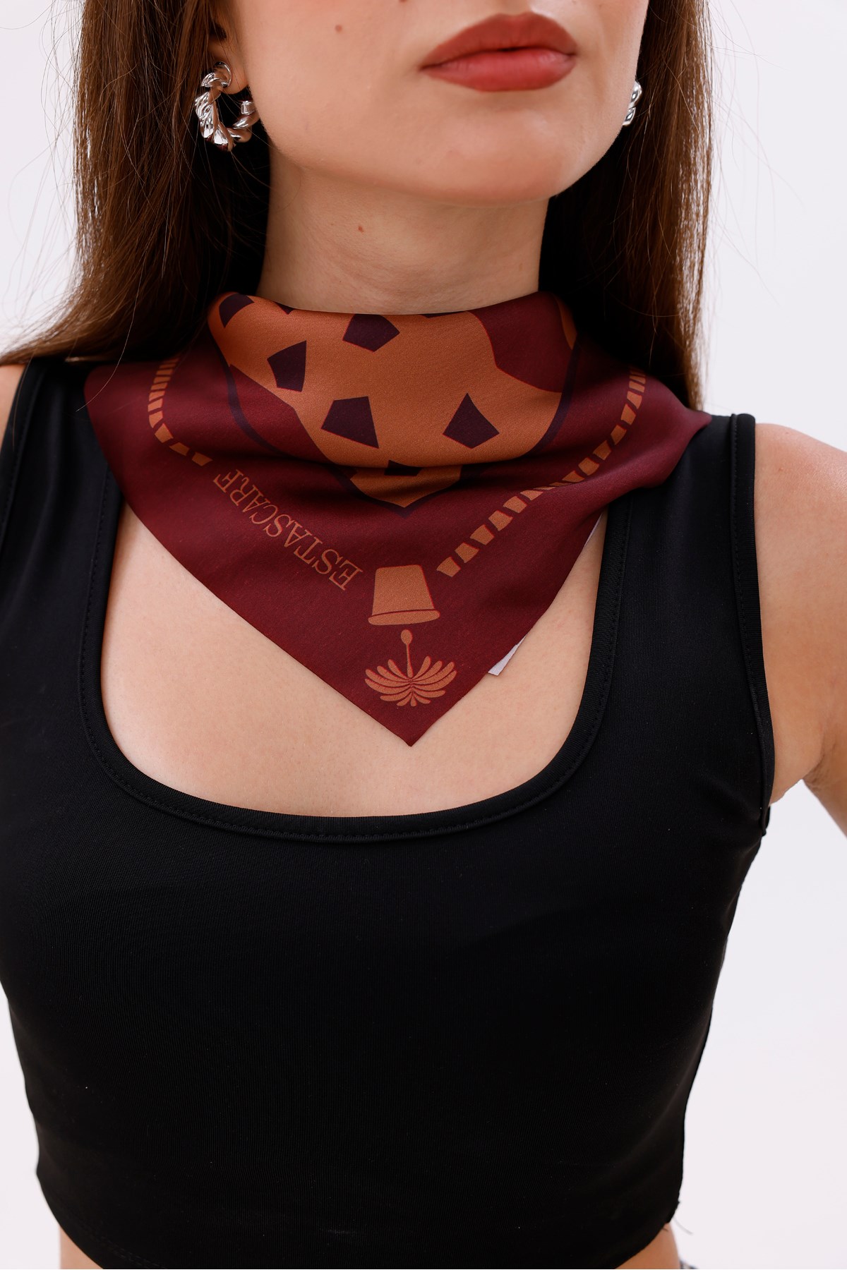 Koyu Bordo Terrazzo - Madrid Model Fular Estascarf