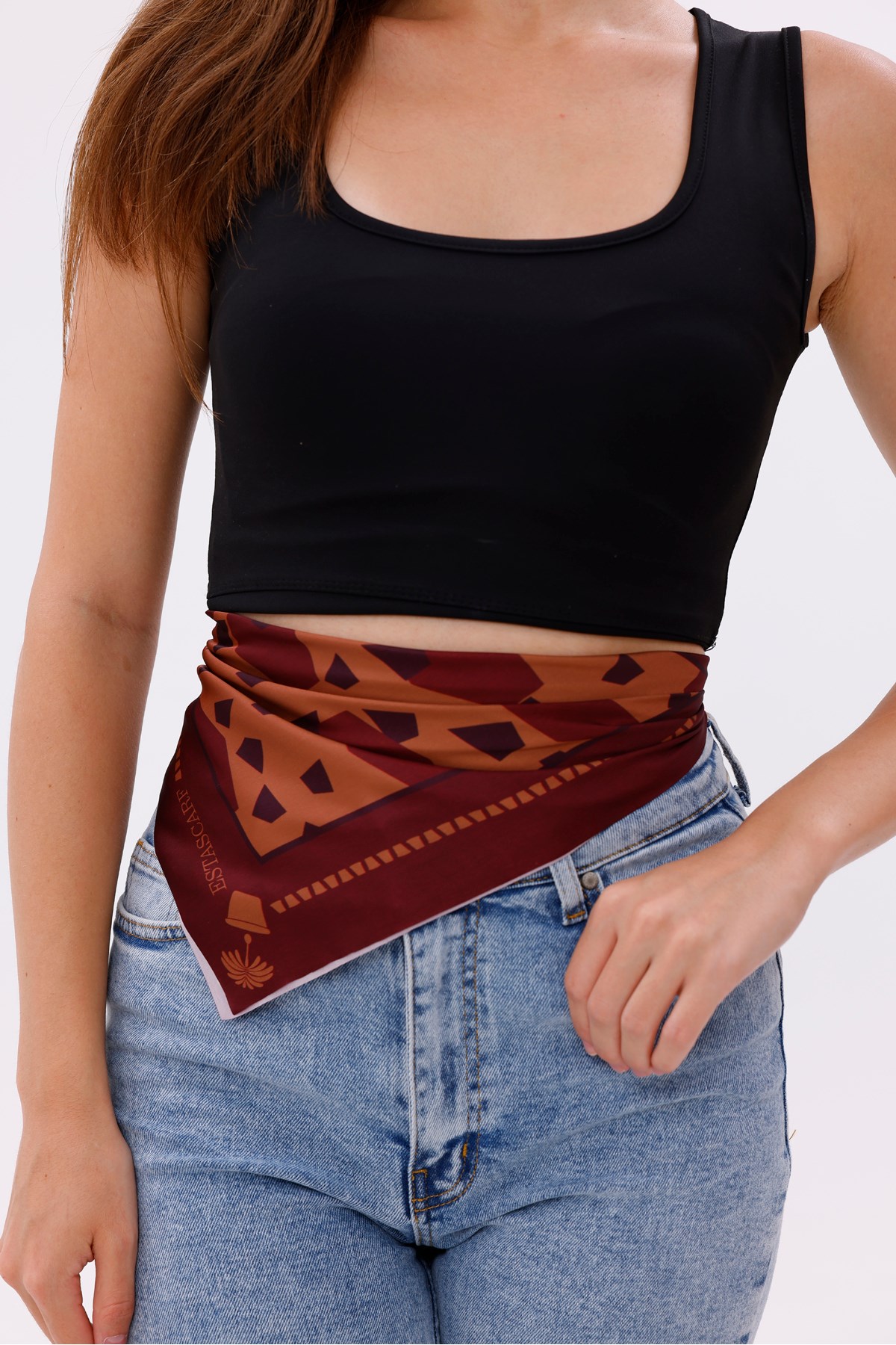 Koyu Bordo Terrazzo - Madrid Model Fular Estascarf