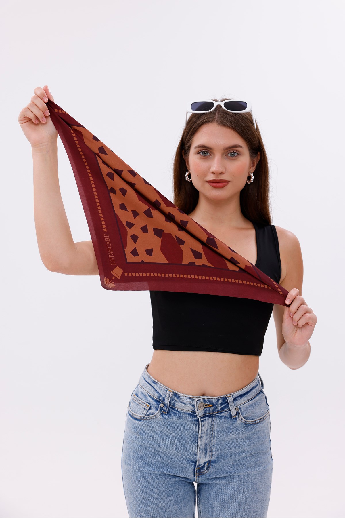 Koyu Bordo Terrazzo - Madrid Model Fular Estascarf