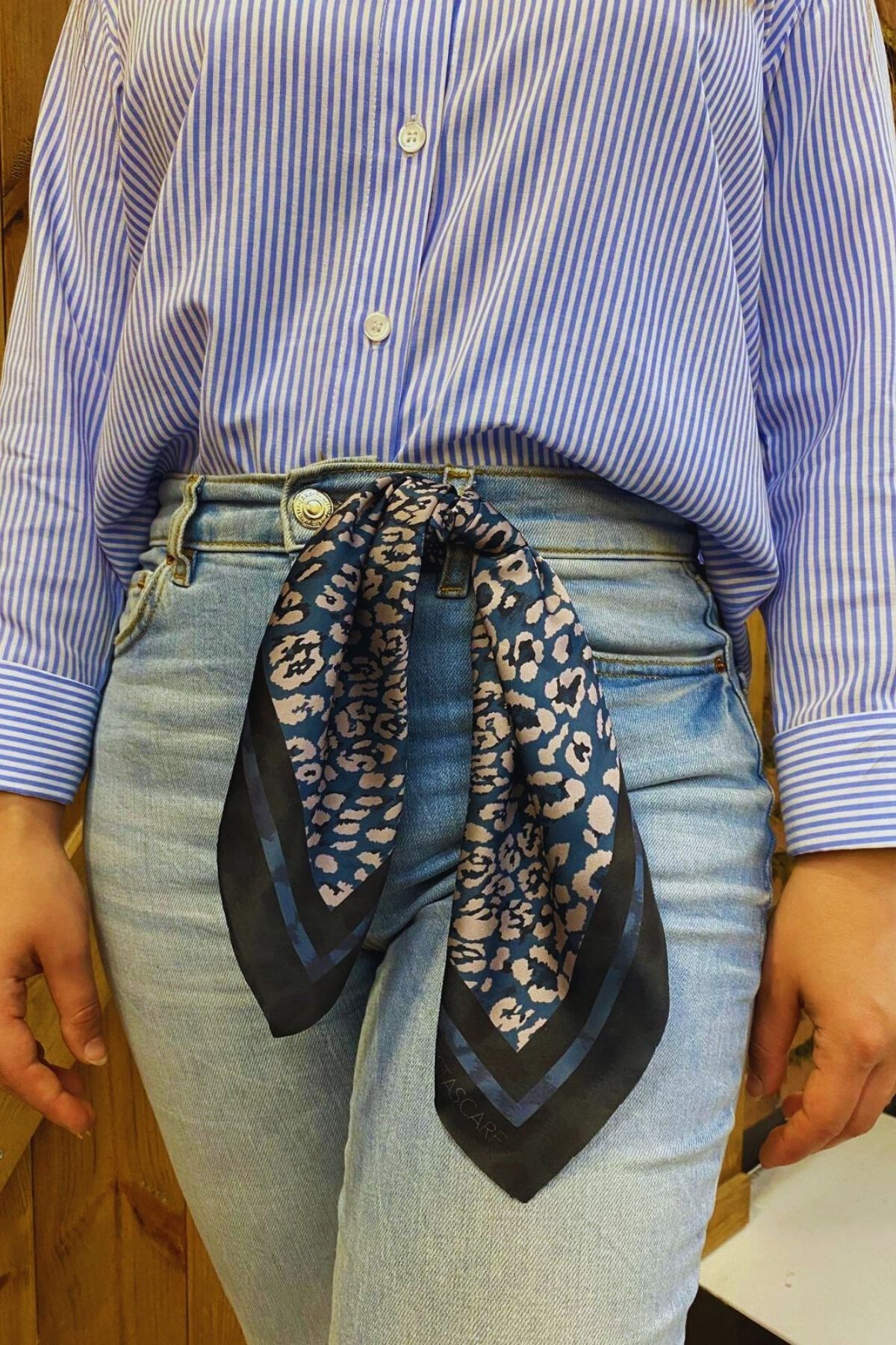 Leopar Yeşil Desenli Fular Estascarf