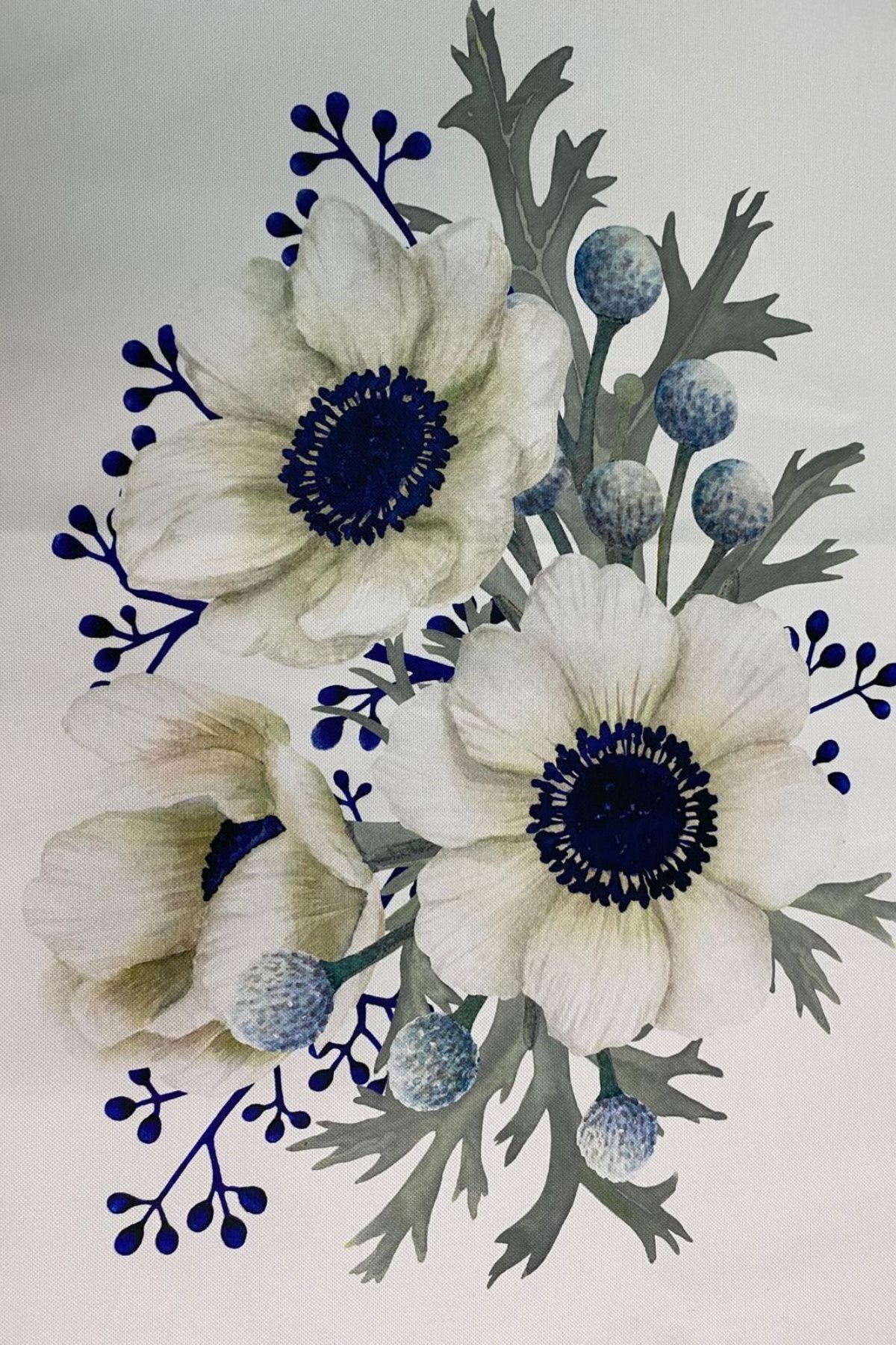 Mavi Gül Desenli Runner 40x140 Cm