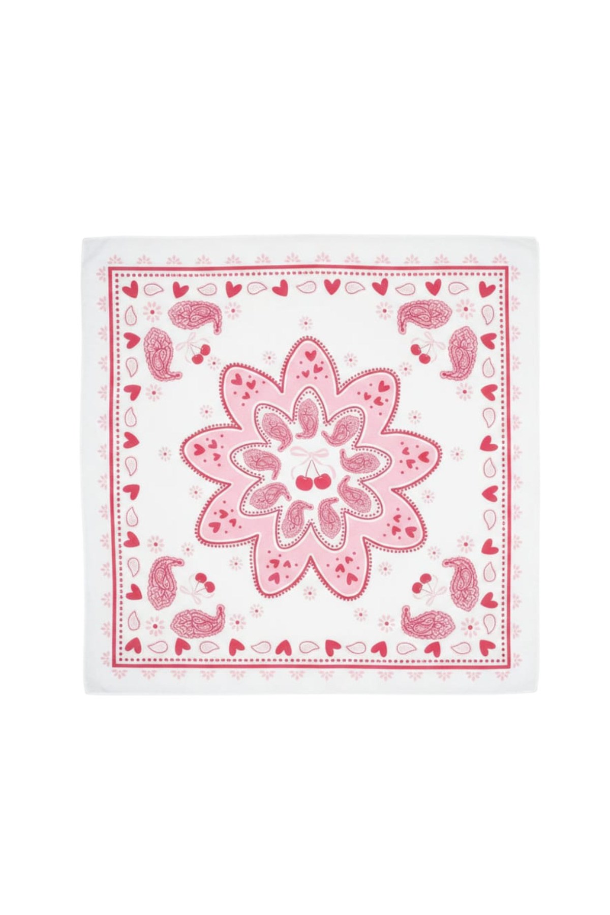 Pembe Kalp Fular Bandana Estascarf 48x48 Cm