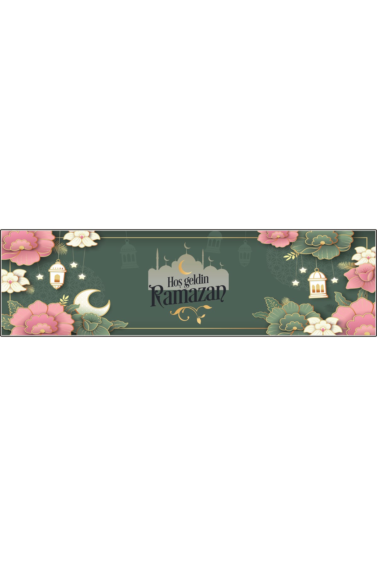 Ramazan Ayı Motifli Dijital Baskılı Runner Masa Örtüsü 40x140 cm