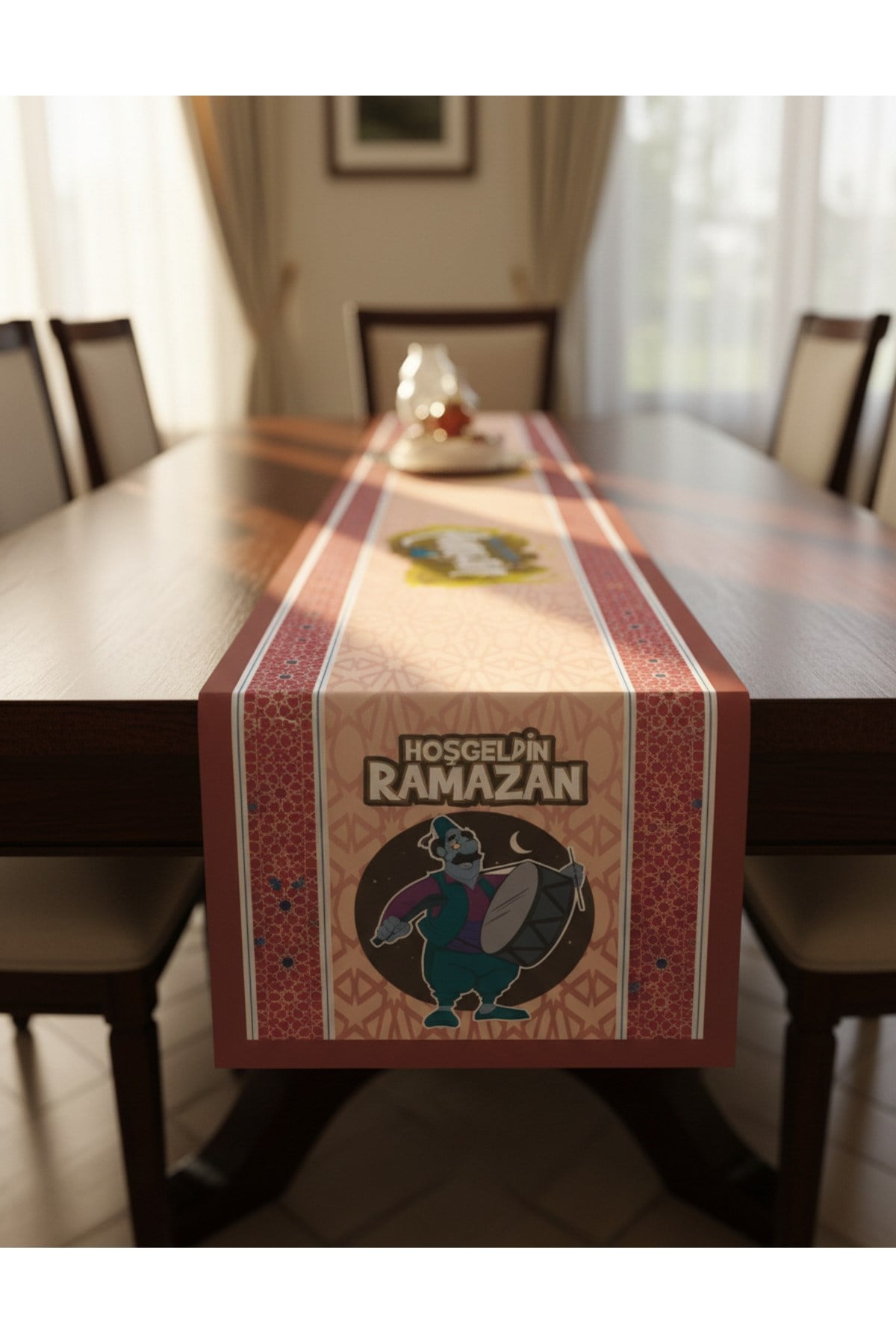 Ramazan Ayı Motifli Dijital Baskılı Runner Masa Örtüsü 40x140 cm