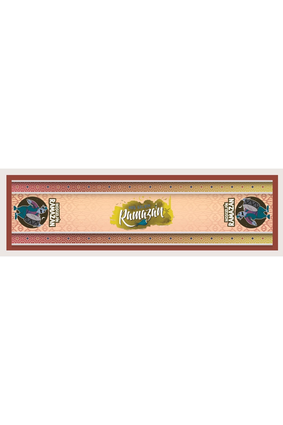Ramazan Ayı Motifli Dijital Baskılı Runner Masa Örtüsü 40x140 cm