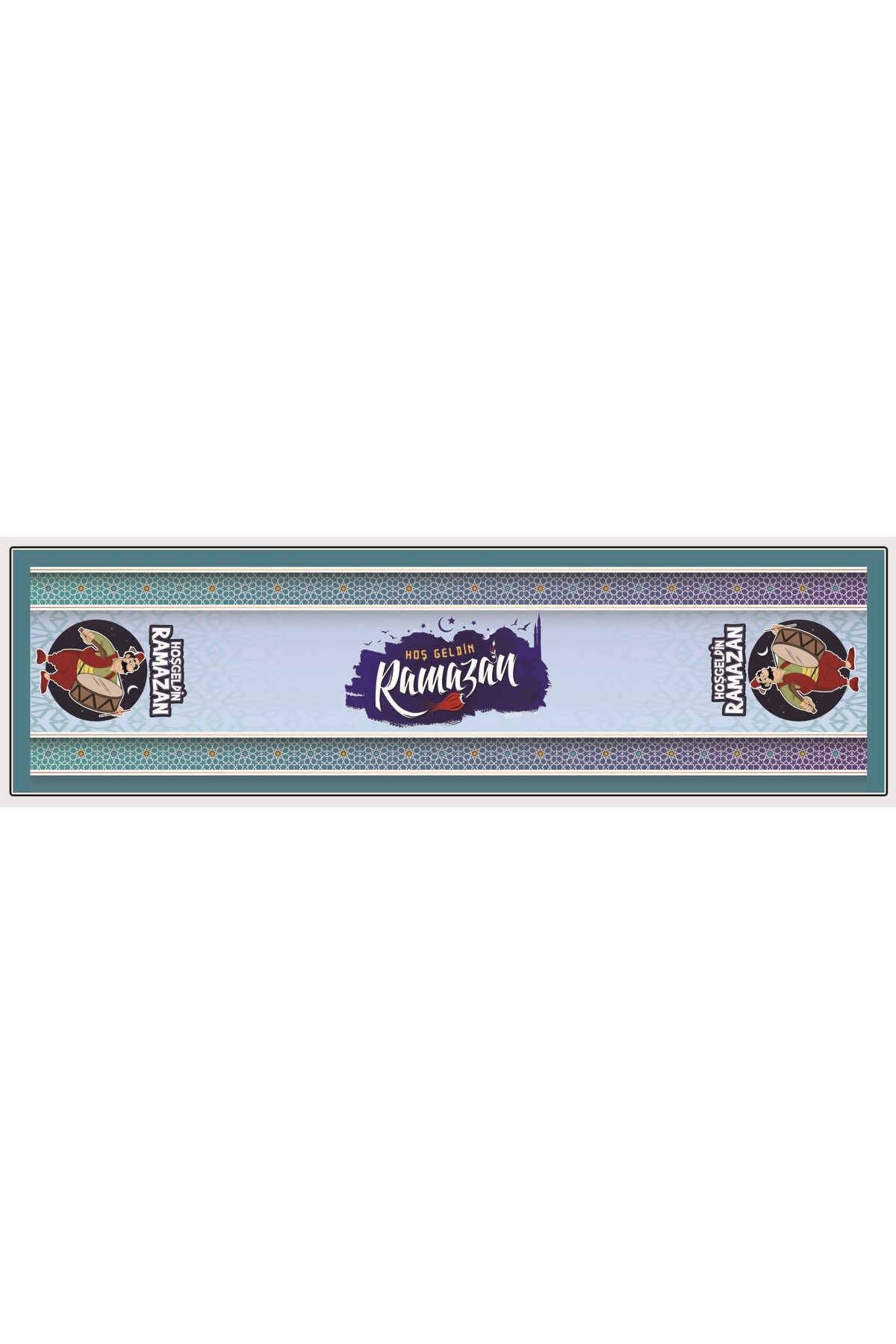 Ramazan Ayı Motifli Dijital Baskılı Runner Masa Örtüsü 40x140 cm