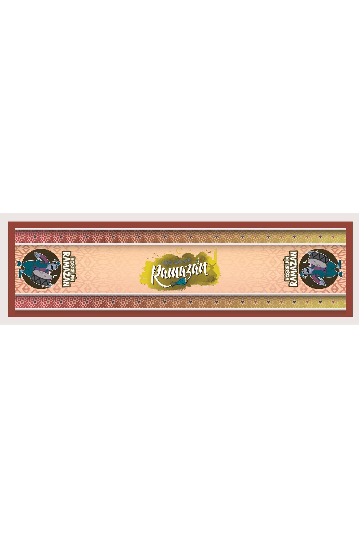 Ramazan Ayı Motifli Dijital Baskılı Runner Masa Örtüsü 40x140 cm
