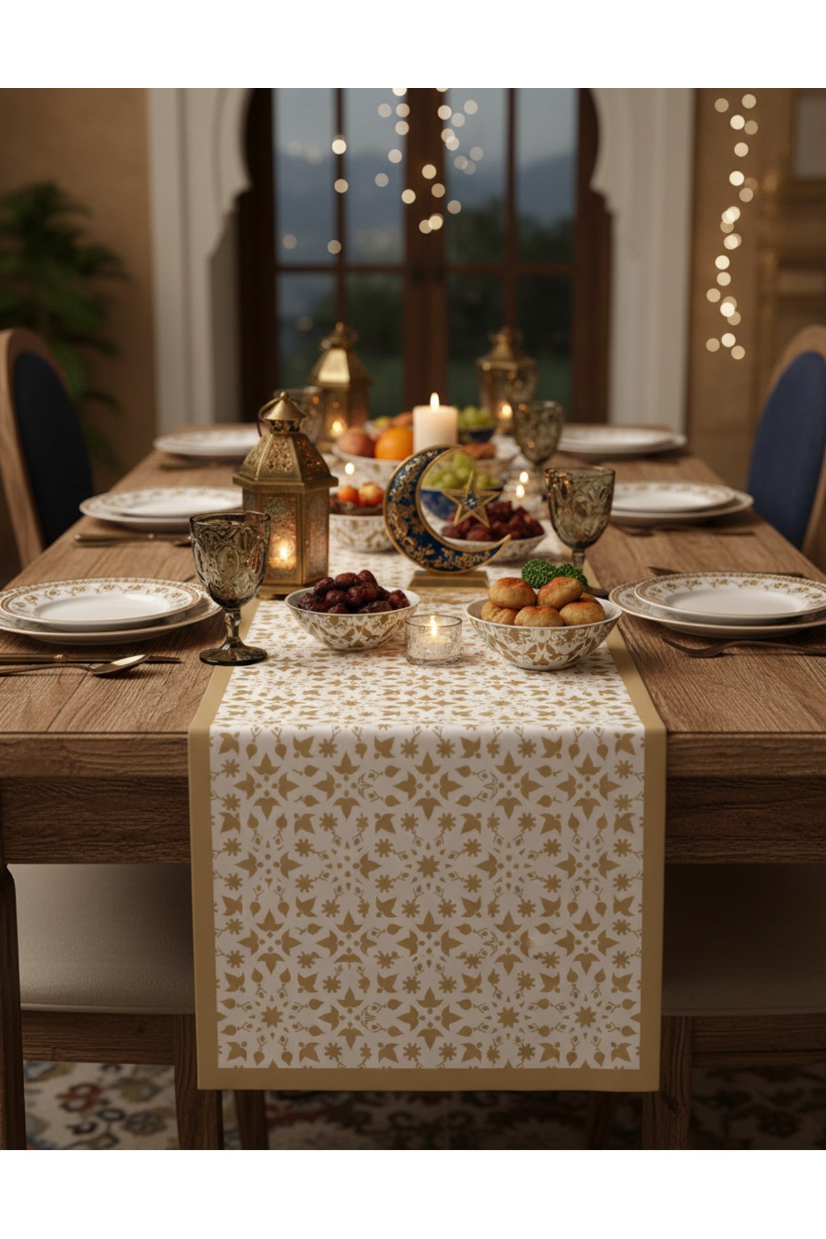 Ramazan Ayına Özel 4’lü Dijital Baskı Runner Masa Örtüsü Seti – 40x140 cm