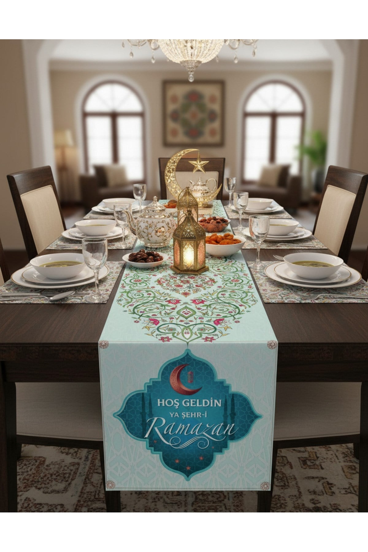 Ramazan Ayına Özel 4’lü Dijital Baskı Runner Masa Örtüsü Seti – 40x140 cm