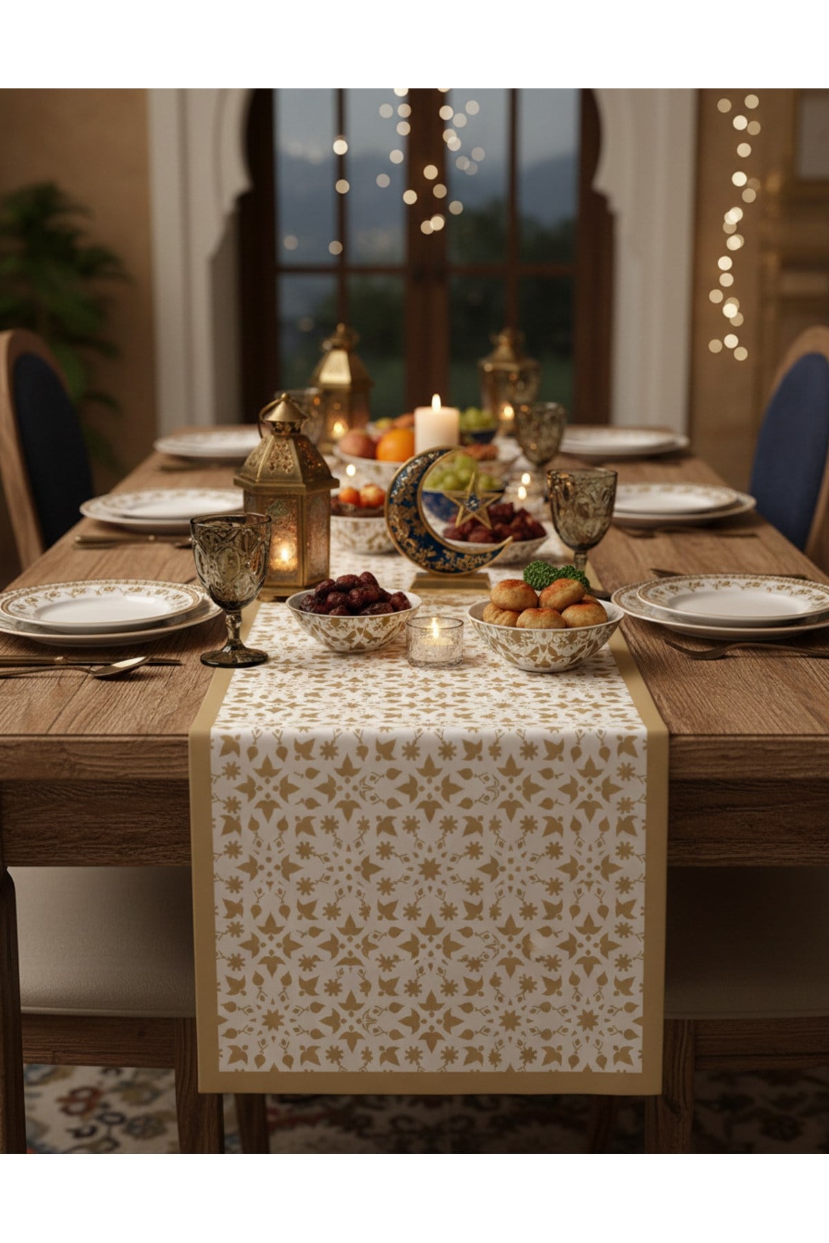 Ramazan Ayına Özel 4’lü Dijital Baskı Runner Masa Örtüsü Seti – 40x140 cm