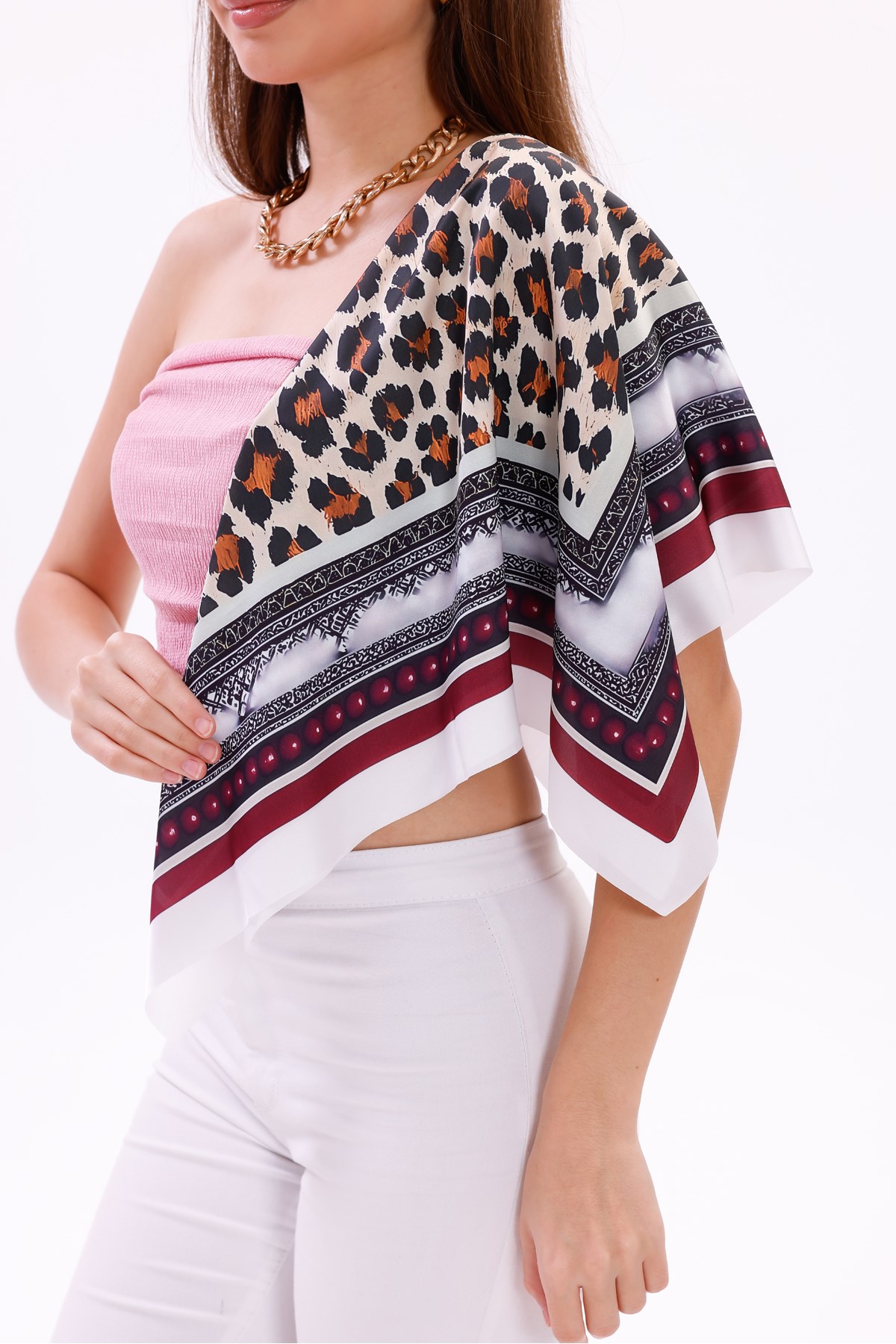 Safari Leopar Model Fular Bandana Şal Estascarf 70x70 Cm