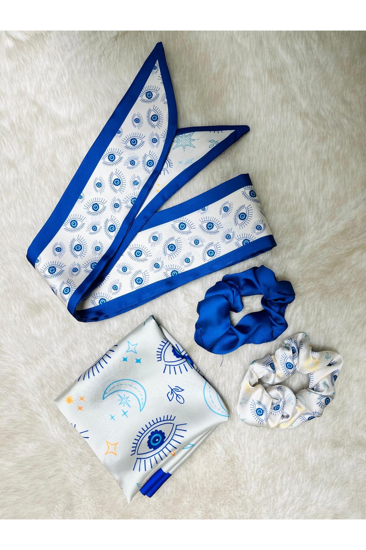 Sevgililer Günü Özel Blue Fular Toka Bandana Hediye Seti