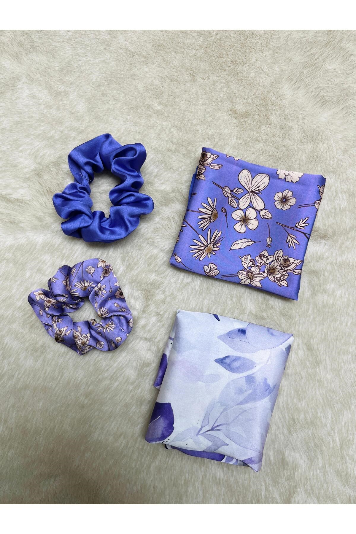 Sevgililer Günü Özel Mor Fular Toka Bandana Hediye Seti