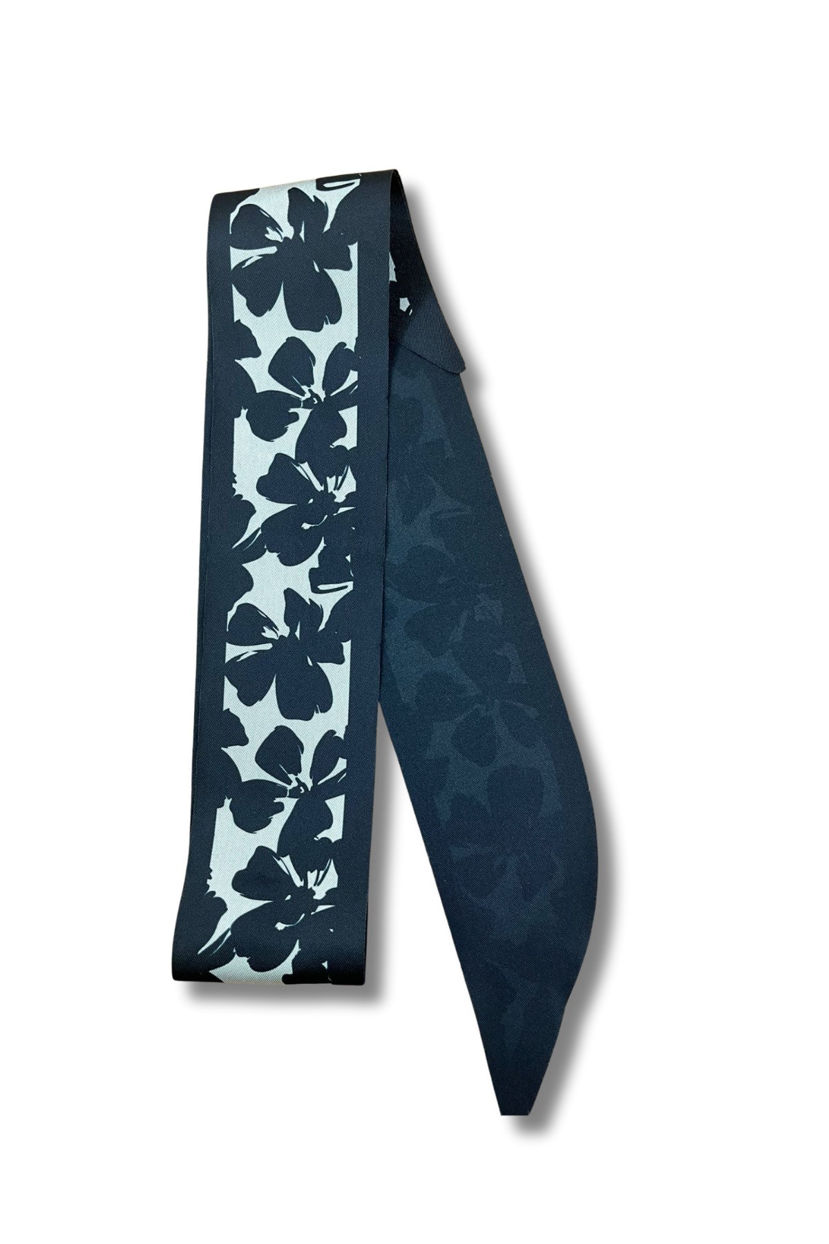 Siyah Çiçek Fular Bandana – Estascarf 100x6,5 cm