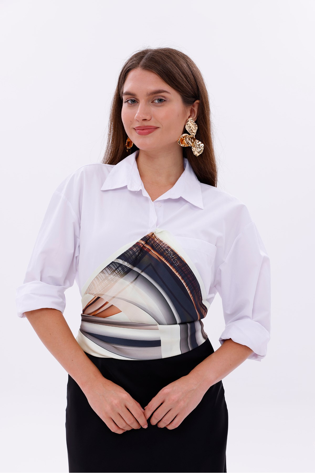 Sonsuz Dalga Model Fular Bandana Şal Estascarf 70x70 Cm