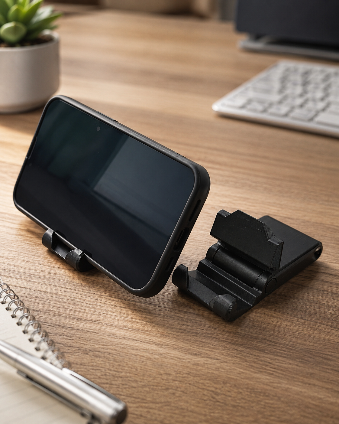 Tarzını Seç 3'ü 1 Arada Mini Telefon Tutucu Anahtarlık Charm – Siyah 3,5 × 7 × 1 cm