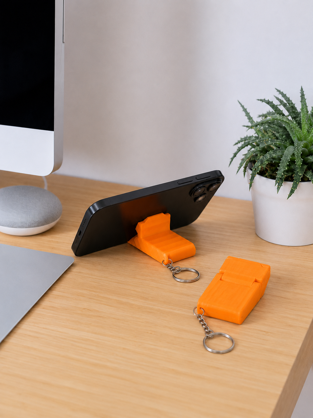 Tarzını Seç 3'ü 1 Arada Mini Telefon Tutucu Anahtarlık Charm – Turuncu 3,5 × 7 × 1 cm