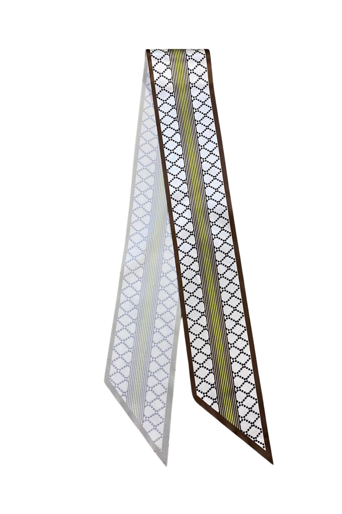 Tarzını Seç Asil Çizgi Desenli Kahverengi Kravat / Eşarp / Fular 105x9 cm