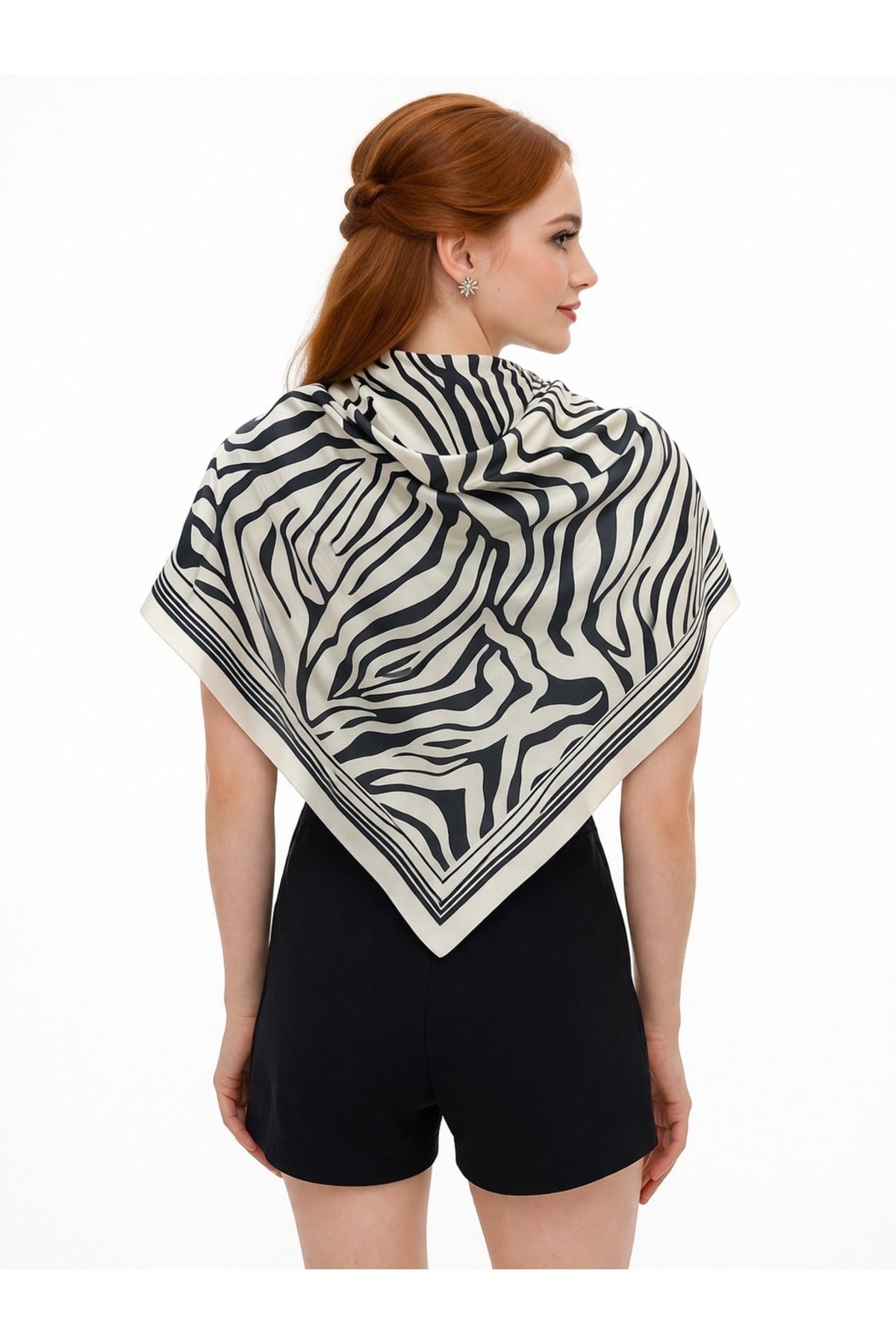 Tarzını Seç Beyaz Zebra Fular / Bandana / Aksesuar / Eşarp 90x90 cm