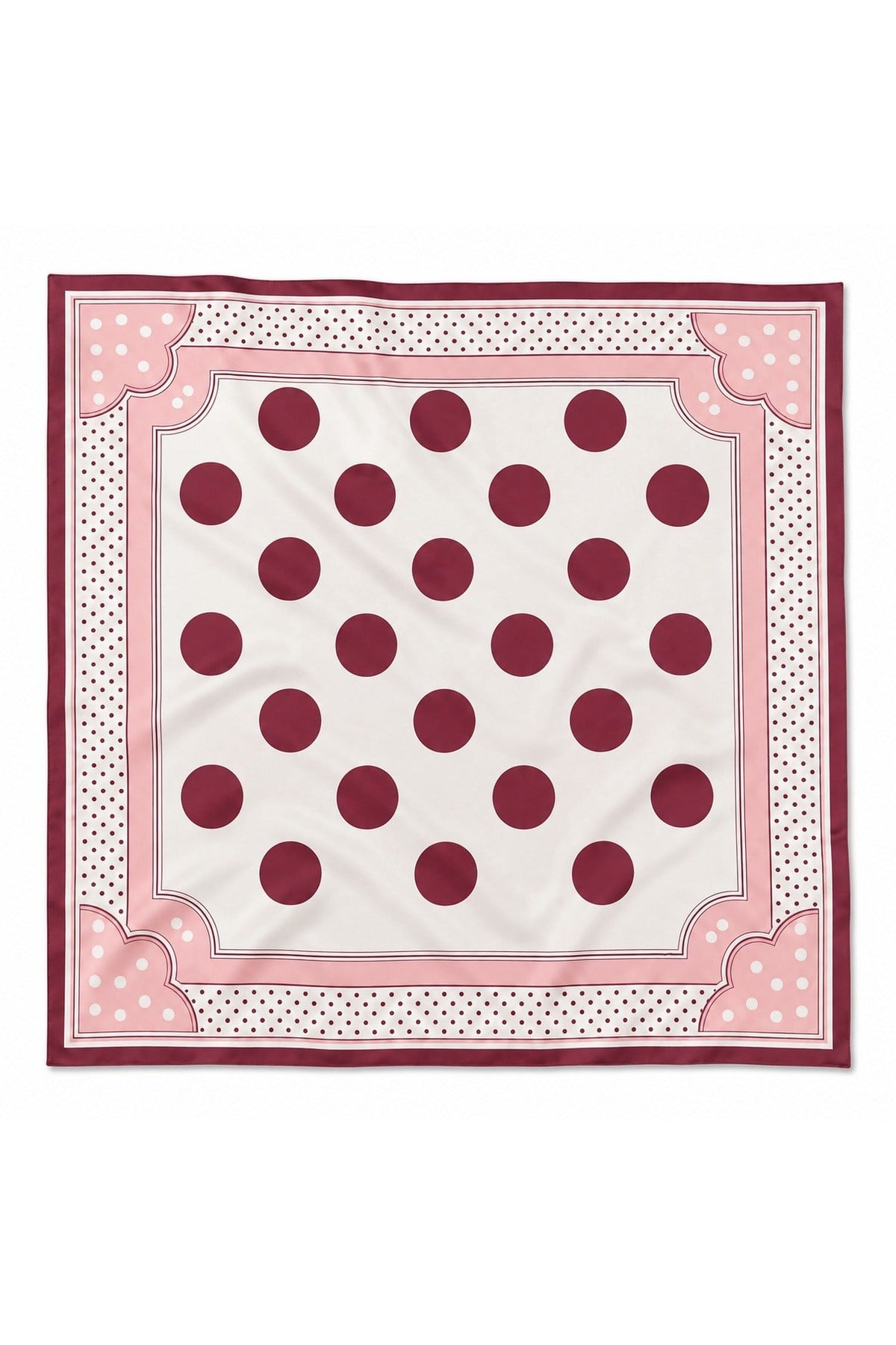 Tarzını Seç Bordo Puantiye Desenli Fular / Bandana 70x70 cm