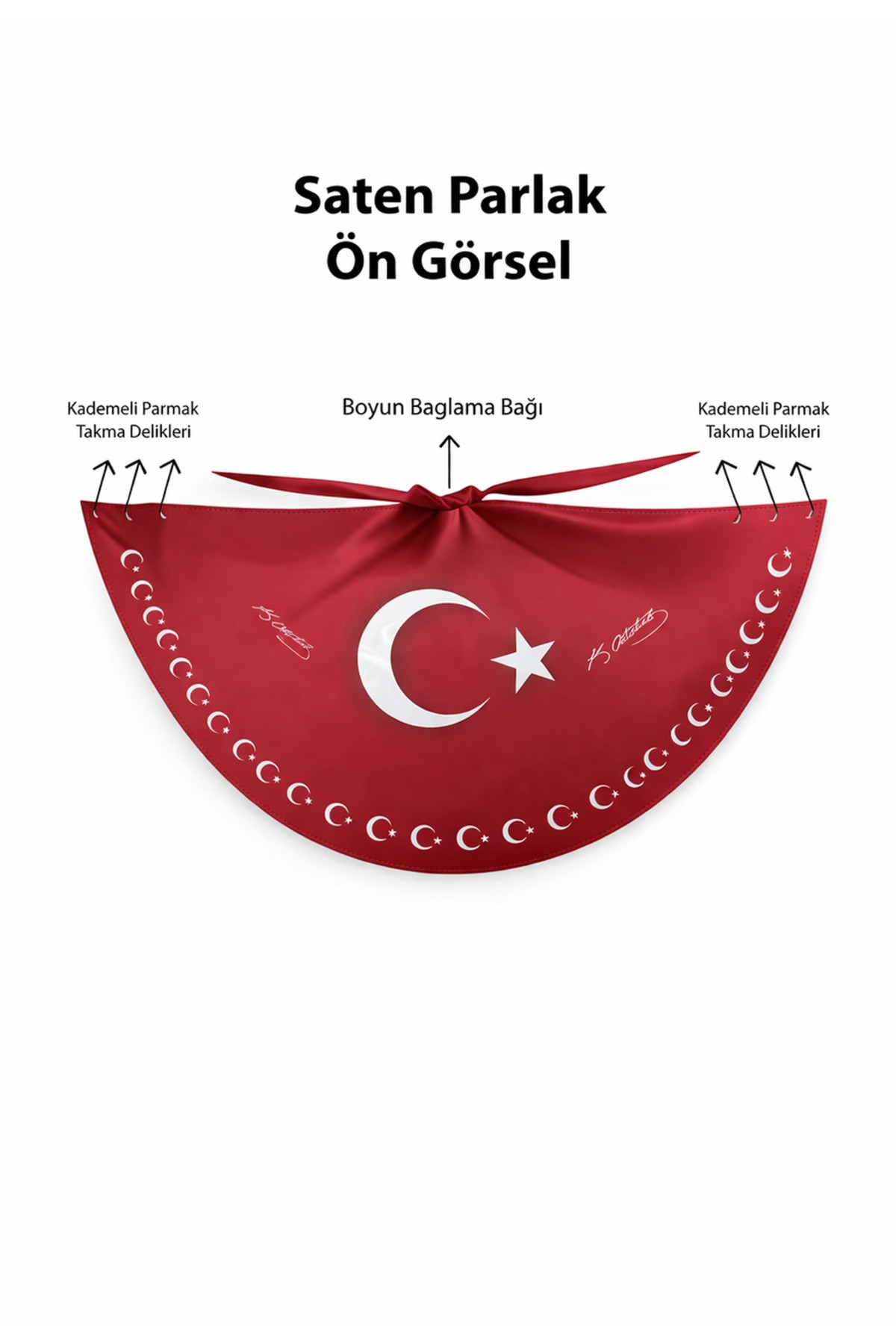 Tarzını Seç Çift Taraflı Ayyıldız Türk Bayraklı Pelerin Gösteri Kostümü 145x73cm
