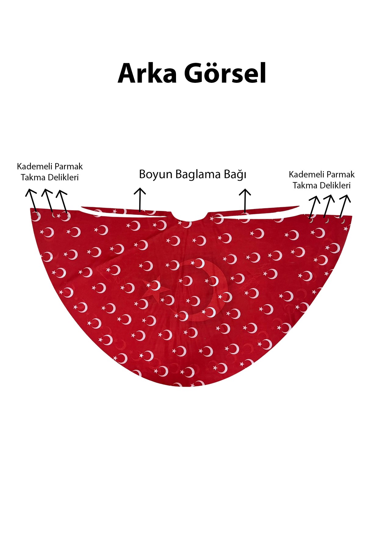Tarzını Seç Çift Taraflı Ayyıldız Türk Bayraklı Pelerin Gösteri Kostümü 145x73cm