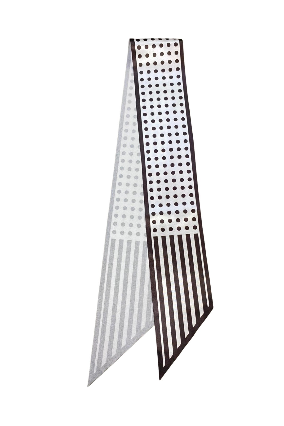 Tarzını Seç Çizgili Asalet Desenli Kahverengi Kravat / Eşarp / Fular 105x9 cm