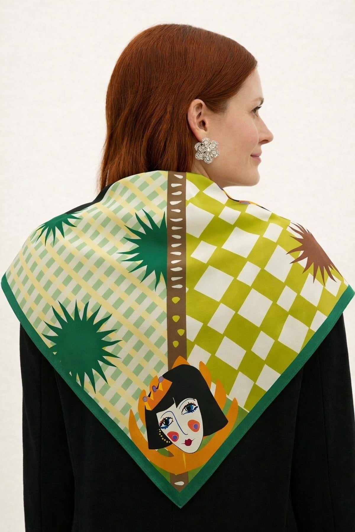 Tarzını Seç Kahverengi Queen Fular / Bandana / Aksesuar / Eşarp 90x90 cm