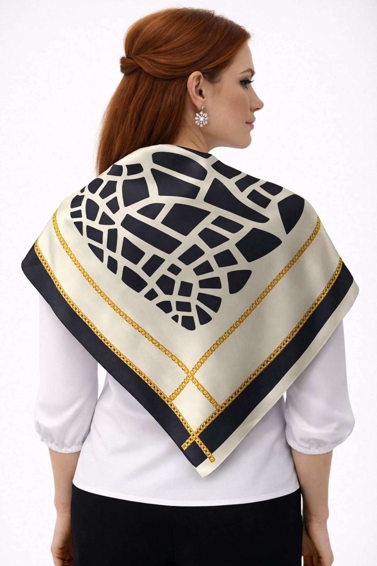 Tarzını Seç Kahverengi Queen Fular / Bandana / Aksesuar / Eşarp 90x90 cm