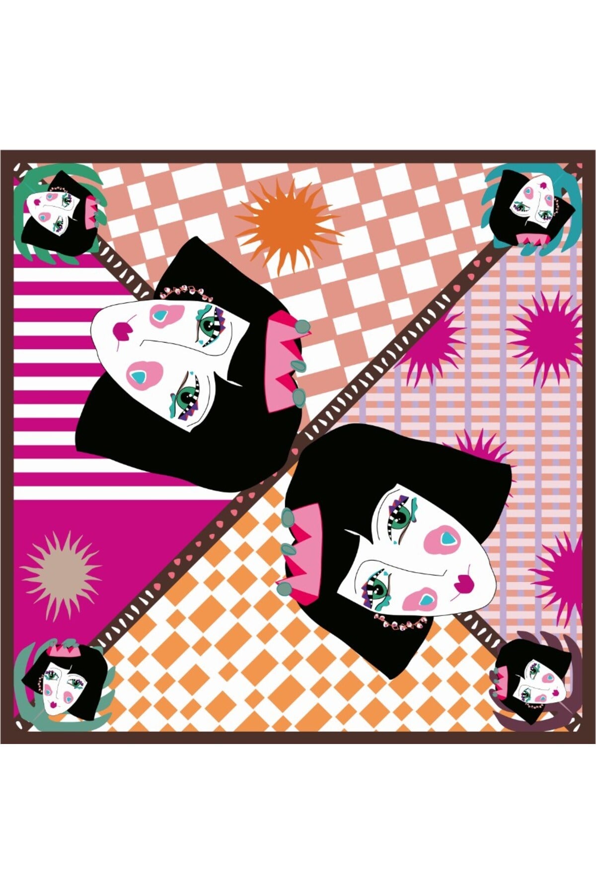 Tarzını Seç Kahverengi Queen Fular / Bandana / Aksesuar / Eşarp 90x90 cm