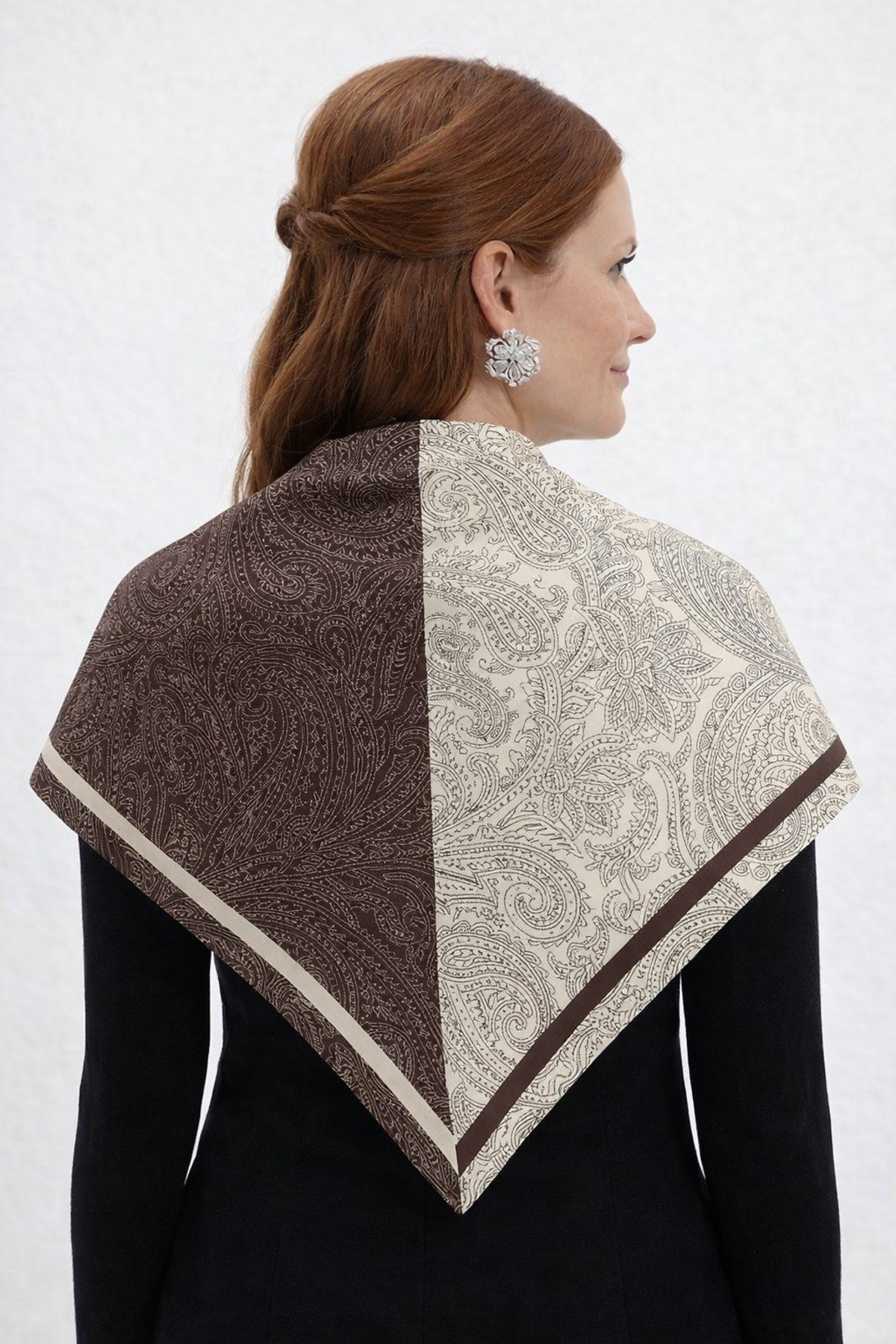 Tarzını Seç Kahverengi Royal Fular / Bandana / Aksesuar / Şal / Eşarp 70x70